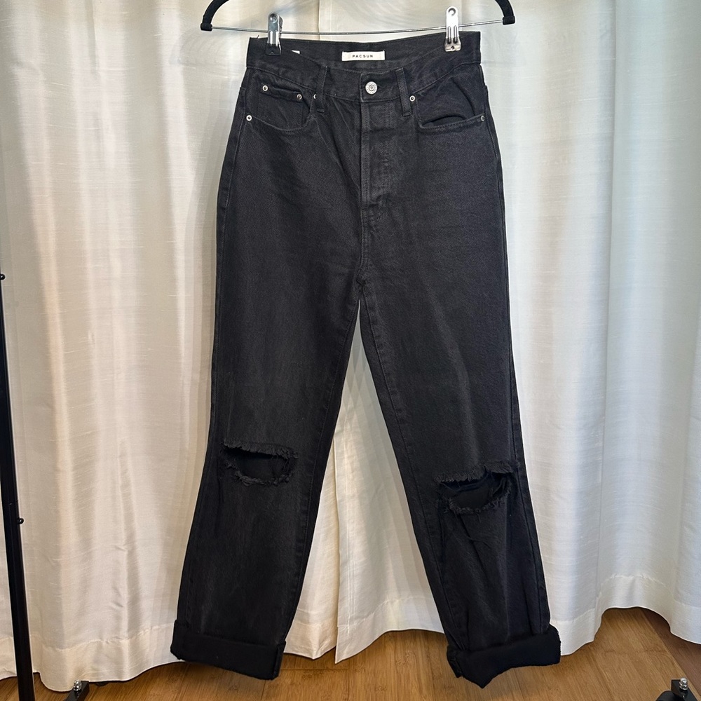 PacSun Black Relaxed Distressed Jeans